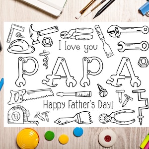 Papa Fathers Day Coloring Card for Kids Instant Download. Printable ...