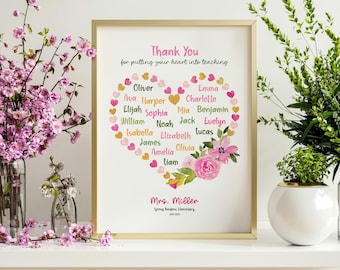 Personalized teacher thank you gift from students. Custom Teacher appreciation gift Printable Digital download. Teacher gifts from class