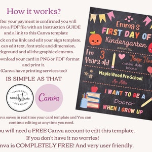 First Day of Preschool Editable Template for Girls. Back to School Sign ...