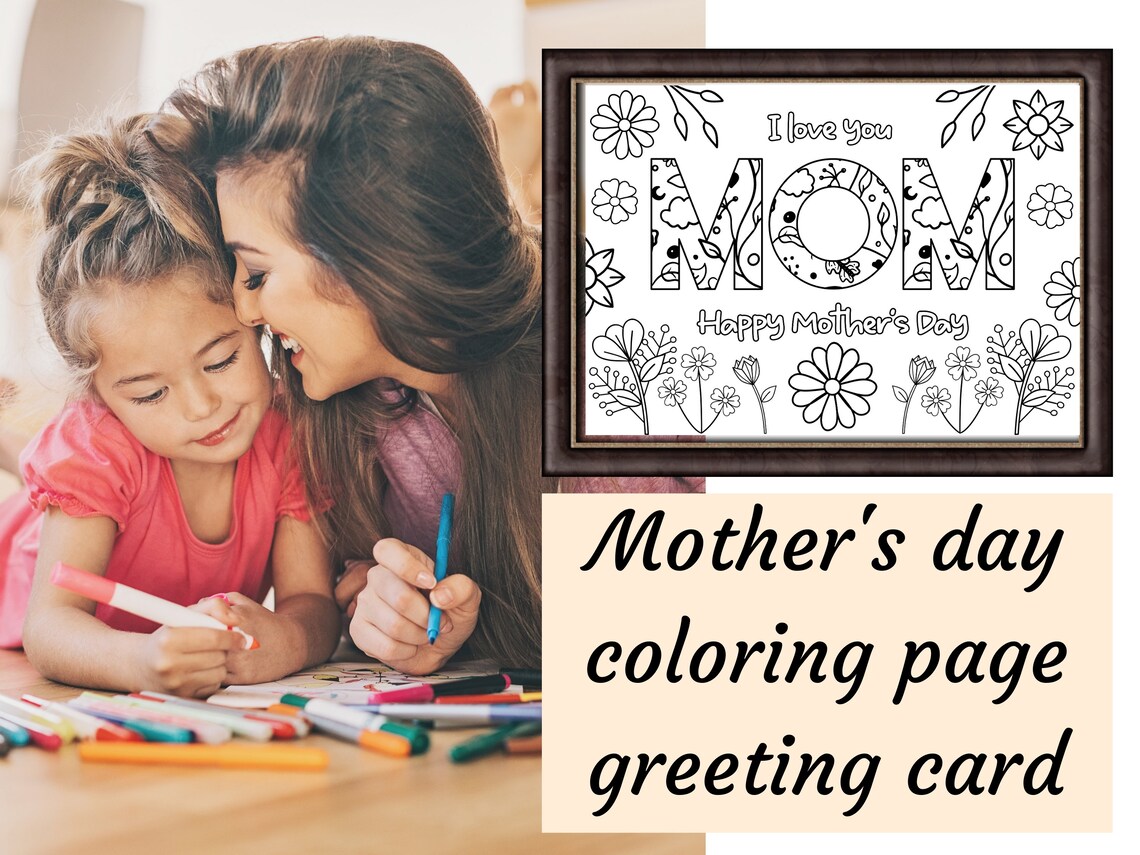 Printable Mothers Day Coloring Card for Kids. DIY Mothers Day Gift ...
