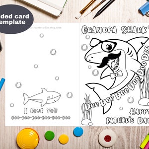 Grandpa Shark Printable Father's Day Coloring Card for Kids. Funny ...