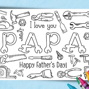 Papa Fathers Day Coloring Card for Kids Instant Download. Printable ...