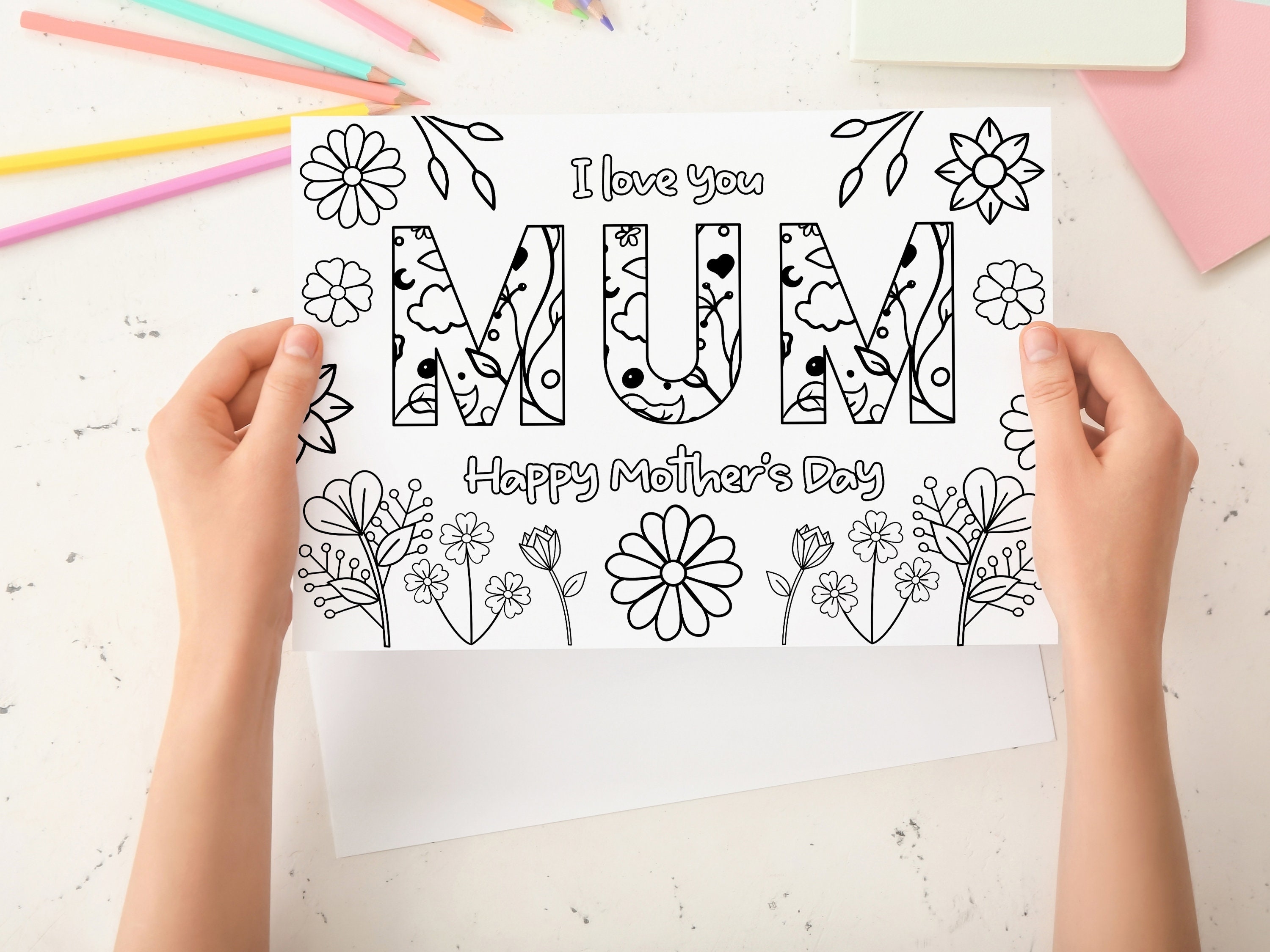 Printable Mothers Day Coloring Card for Kids. Mothers Day DIY - Etsy
