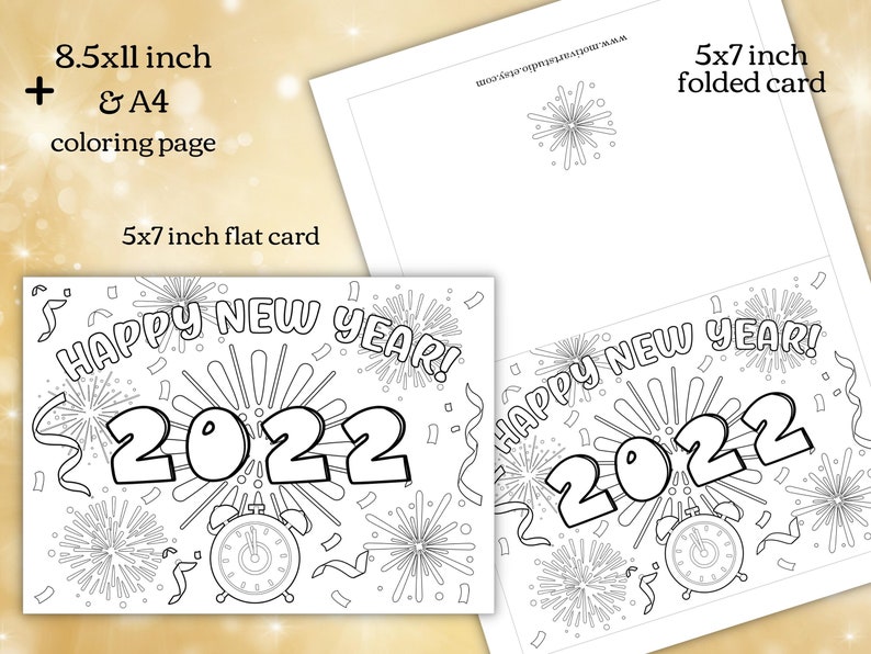 Printable Happy New Year Coloring Card for Kids. New | Etsy