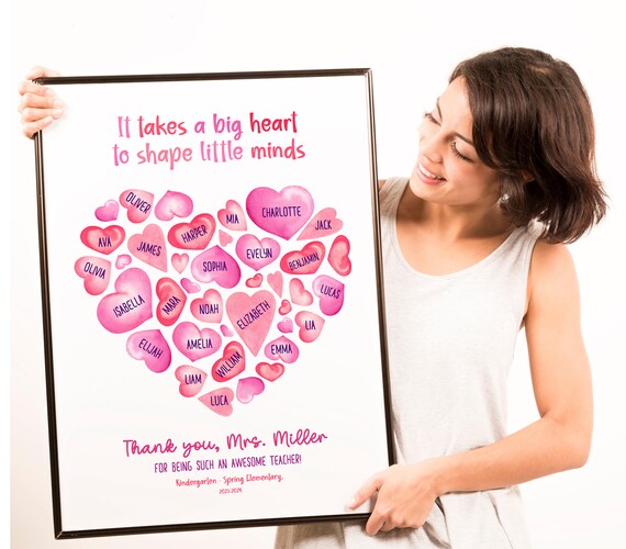 Personalized Teacher Thank You Print, Heart Design (Digital Download)
