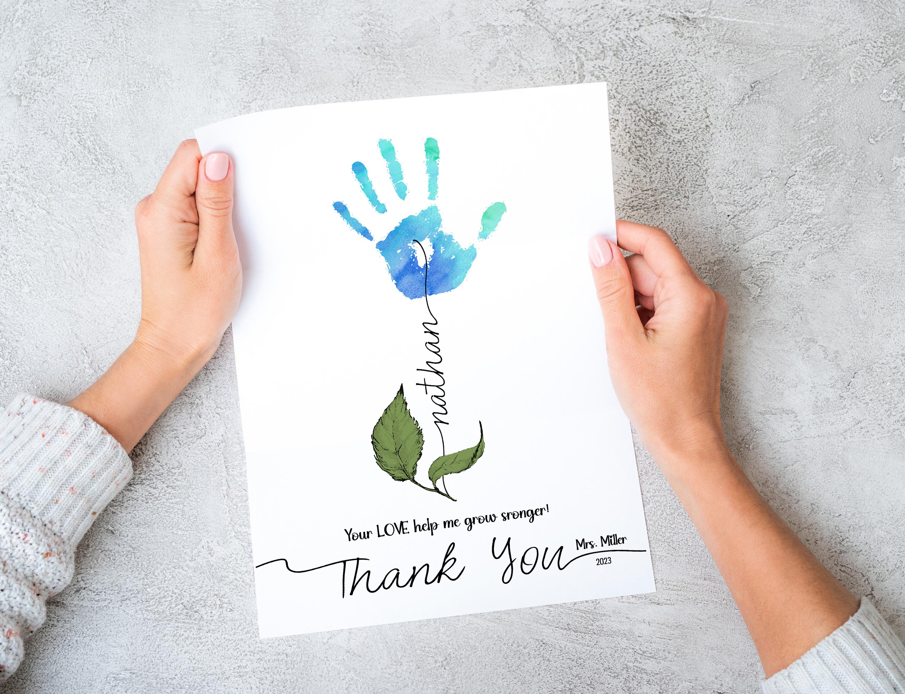 Custom teacher thank you gift printable Digital download. Personalized teacher appreciation gift handprint art. Handprint gift for teacher