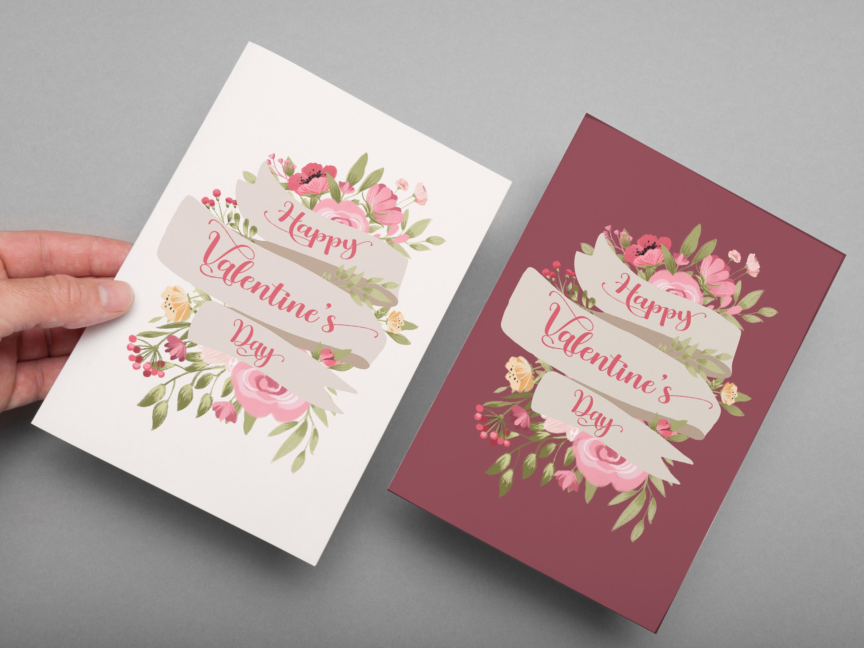 Printable Floral Valentine's Day Cards Digital Download. - Etsy