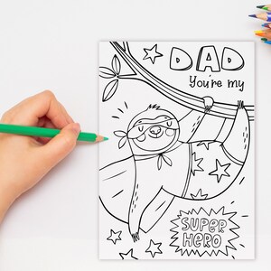 Super Hero Dad Coloring Card. Dad Birthday or Fathers Day Coloring Card ...