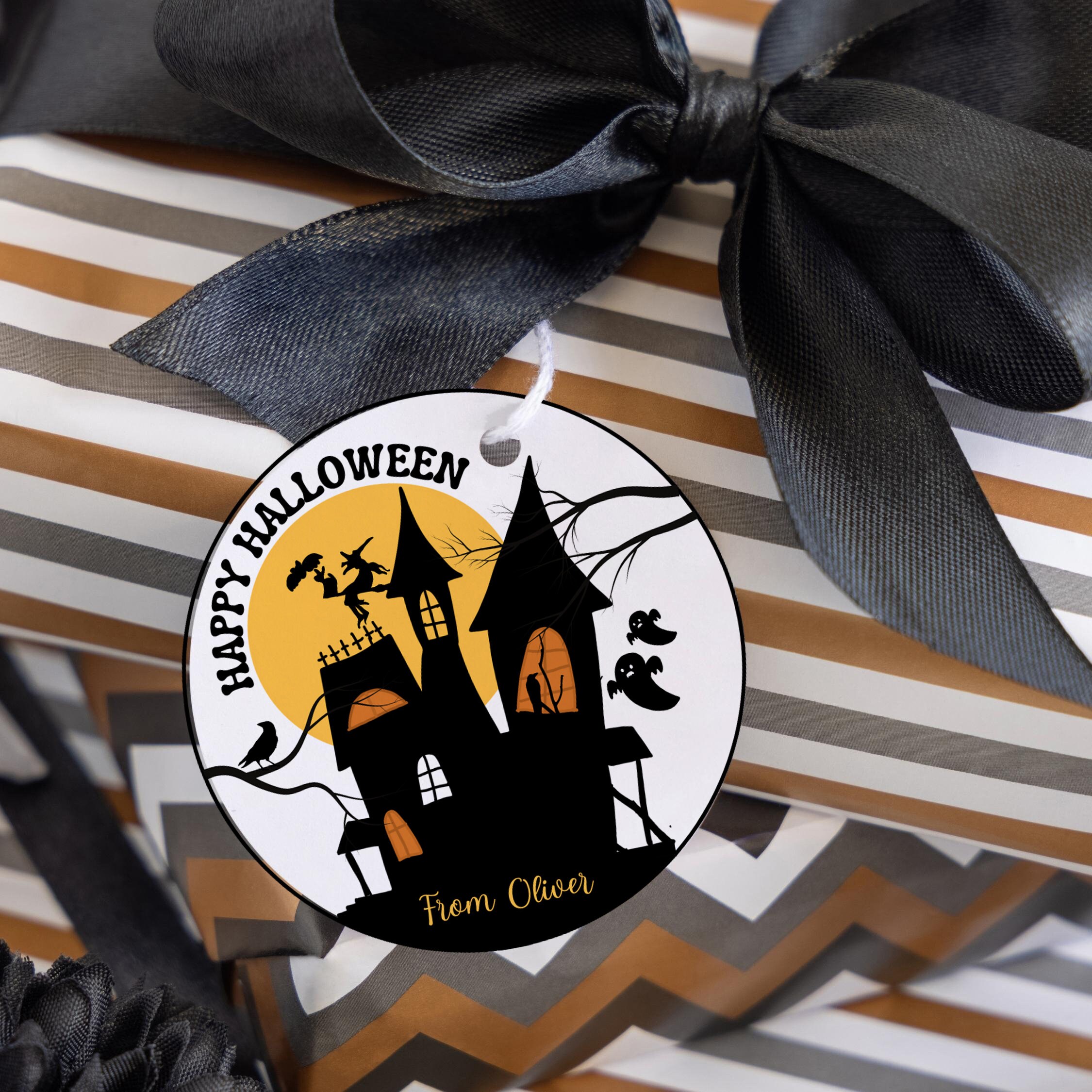 Editable Halloween Gift Tags Template. Printable Round Happy - Etsy