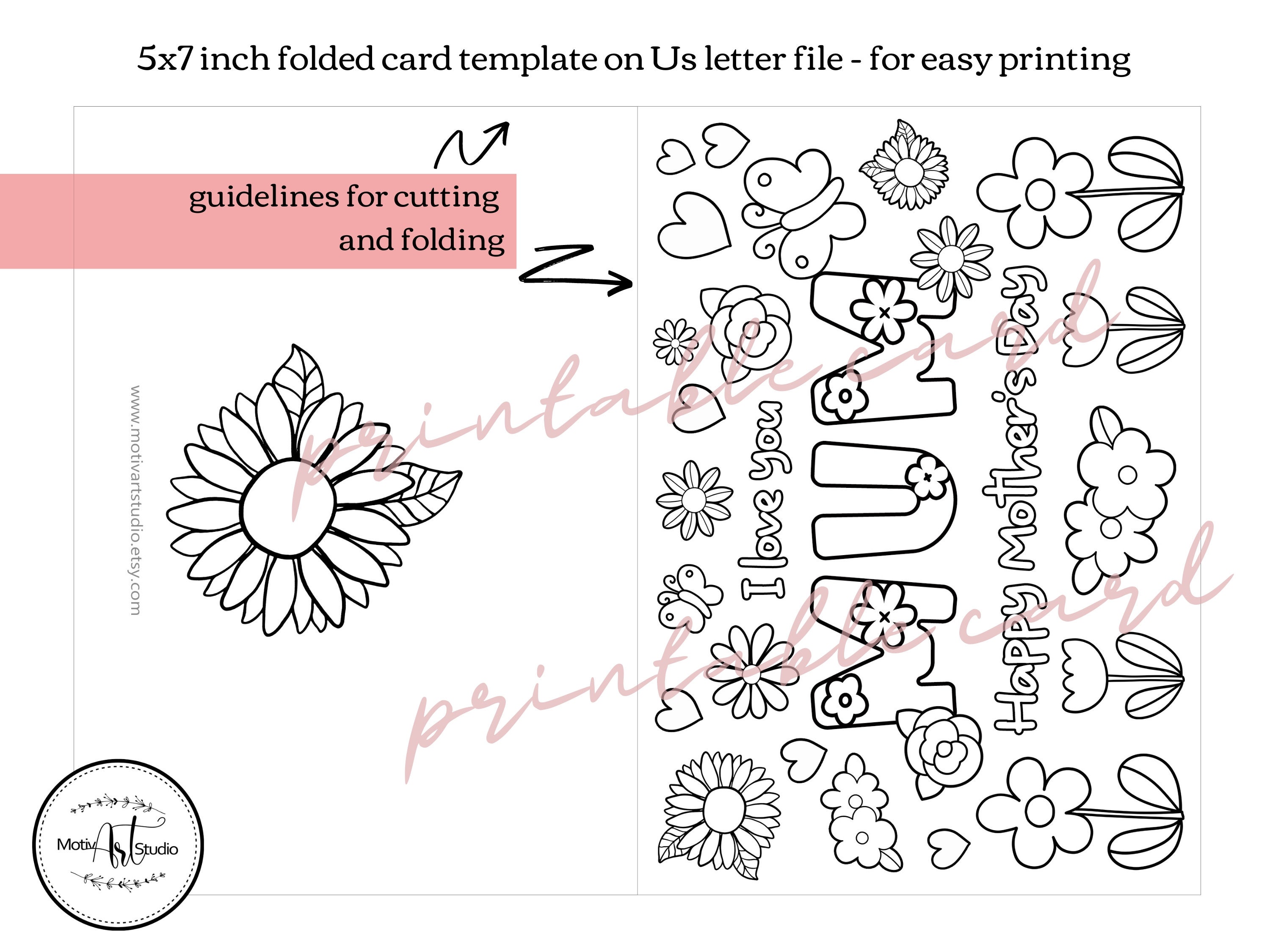 Printable Mothers Day Coloring Card for Kids. DIY Mothers Day Gift ...