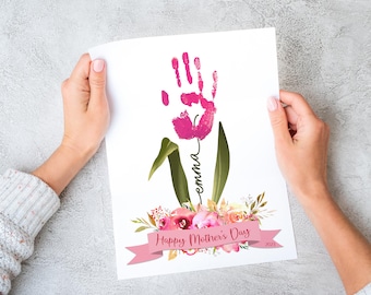 Personalized Mothers Day Handprint Gift from kids. Printable Handprint DIY gift for Mom, Grandma. Baby handprint keepsake digital download