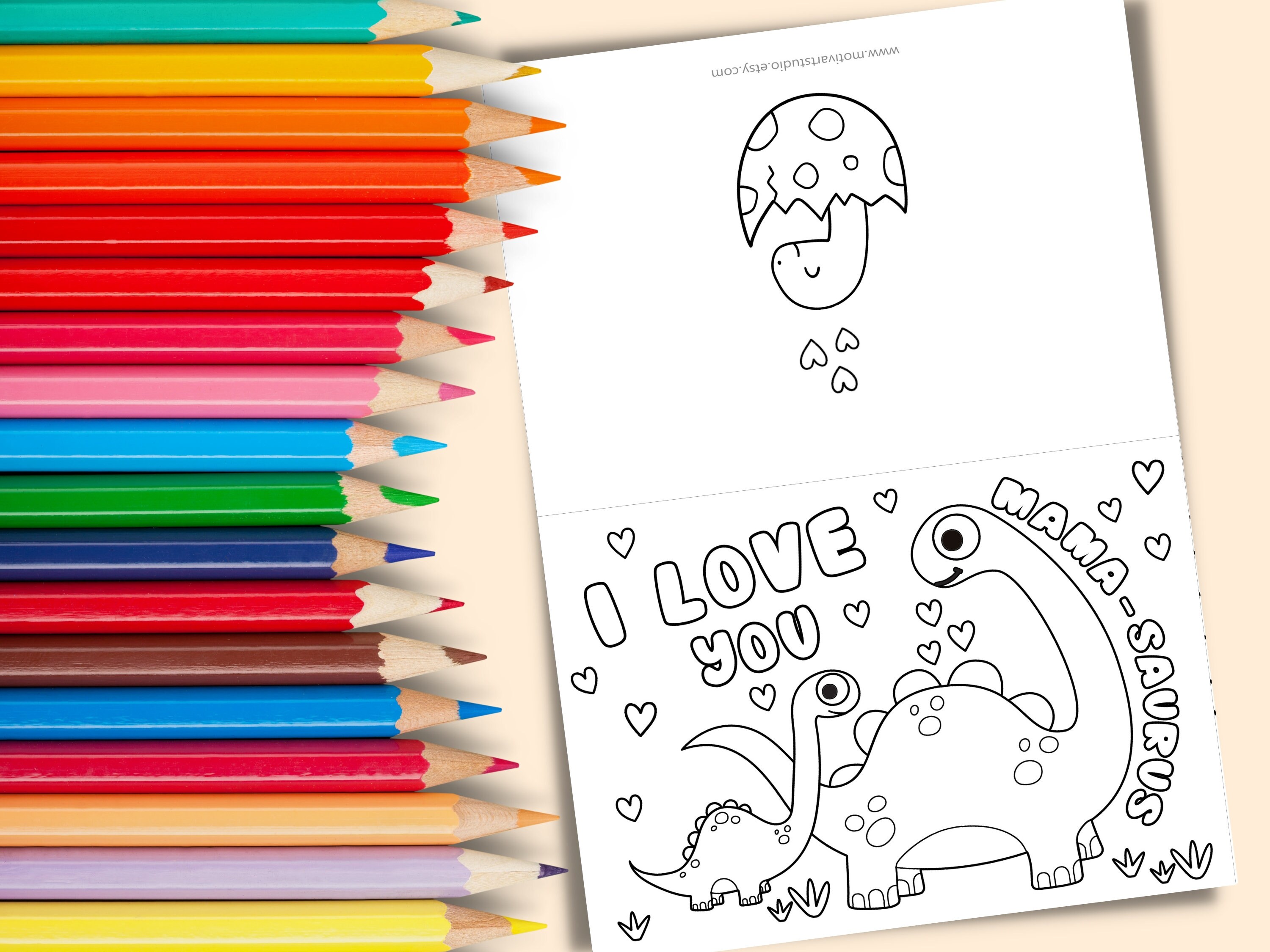 Dinosaur Birthday Coloring Card for Mom. Funny Mothers Day - Etsy