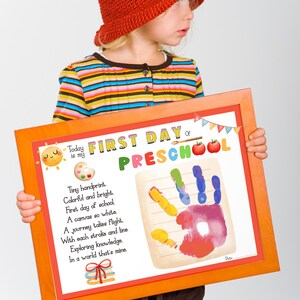 My First Day of Preschool Handprint Art. First Day of School Craft ...