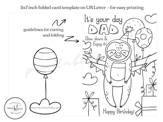 printable coloring birthday card for dad funny dad coloring etsy