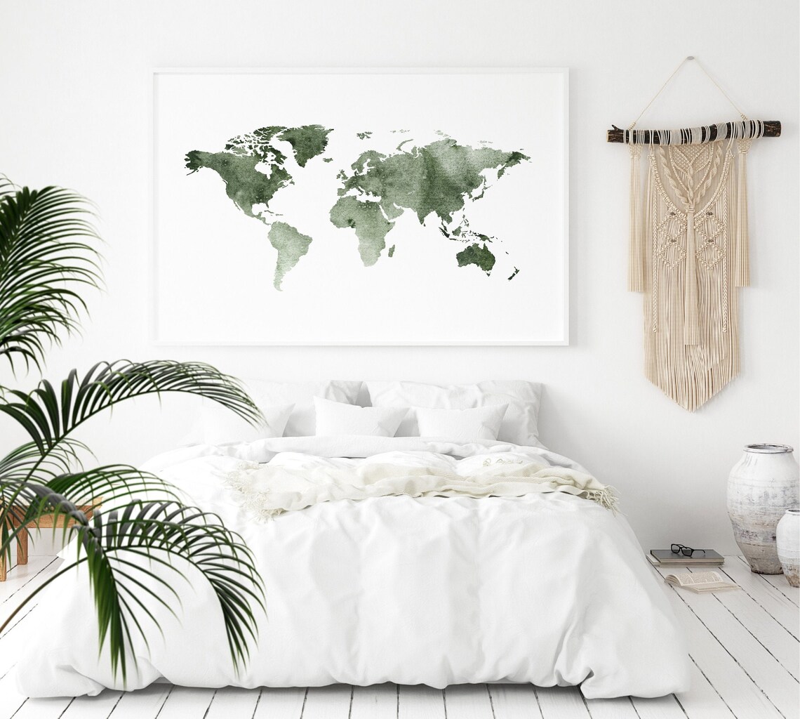 Printable World Map Home Decor Instant Download. Watercolor | Etsy