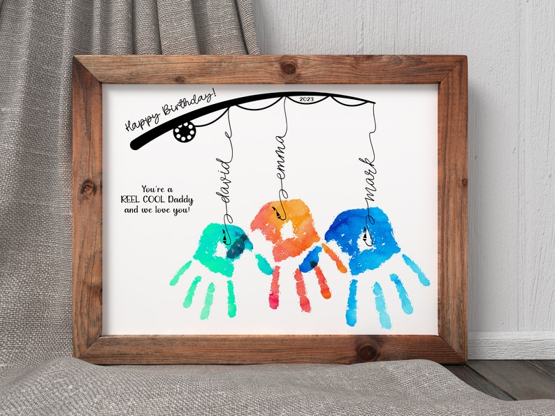 Personalized Fishing Handprint Art, Father's Day Gift (digital Download ...