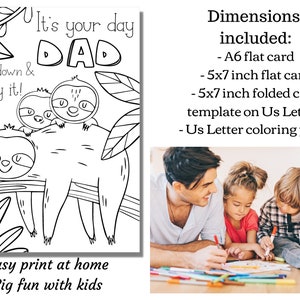 Funny Sloths Birthday Card for Dad. Printable Father's Day Coloring ...