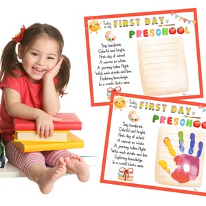 My First Day of Preschool Handprint Art. First Day of School Craft ...