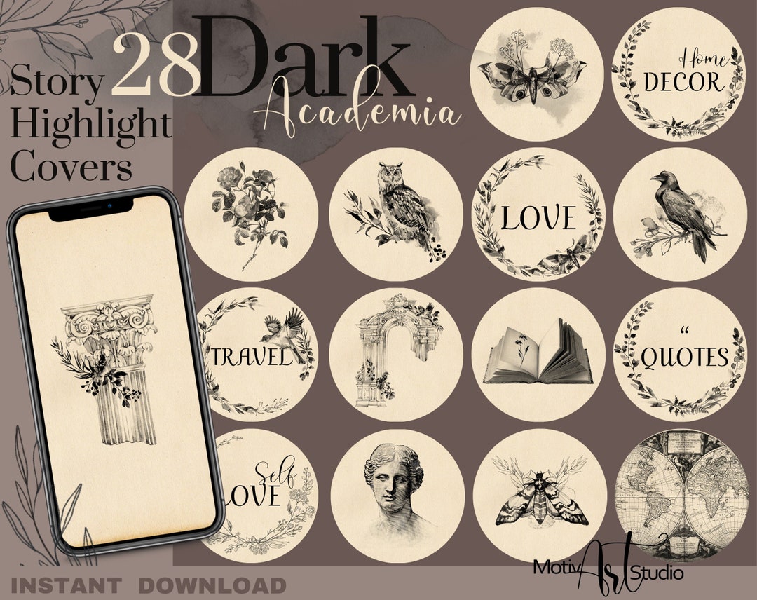 Dark Academia Instagram Highlights Covers. 28 Dark Academia Aesthetic Story Highlights. Dark