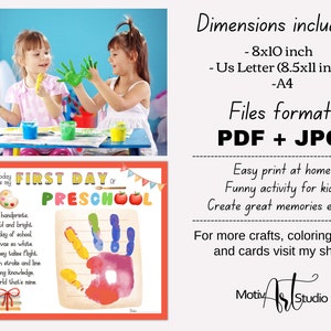 My First Day of Preschool Handprint Art. First Day of School Craft ...