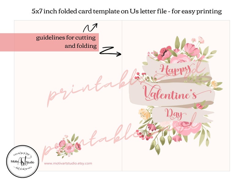 Printable Floral Valentine's Day Cards Digital Download. | Etsy