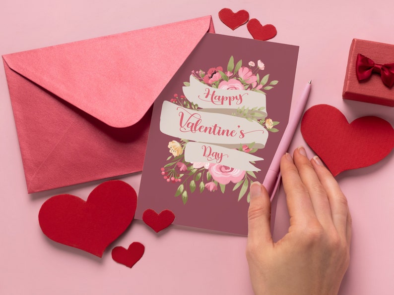 Printable Floral Valentine's Day Cards Digital Download. Etsy