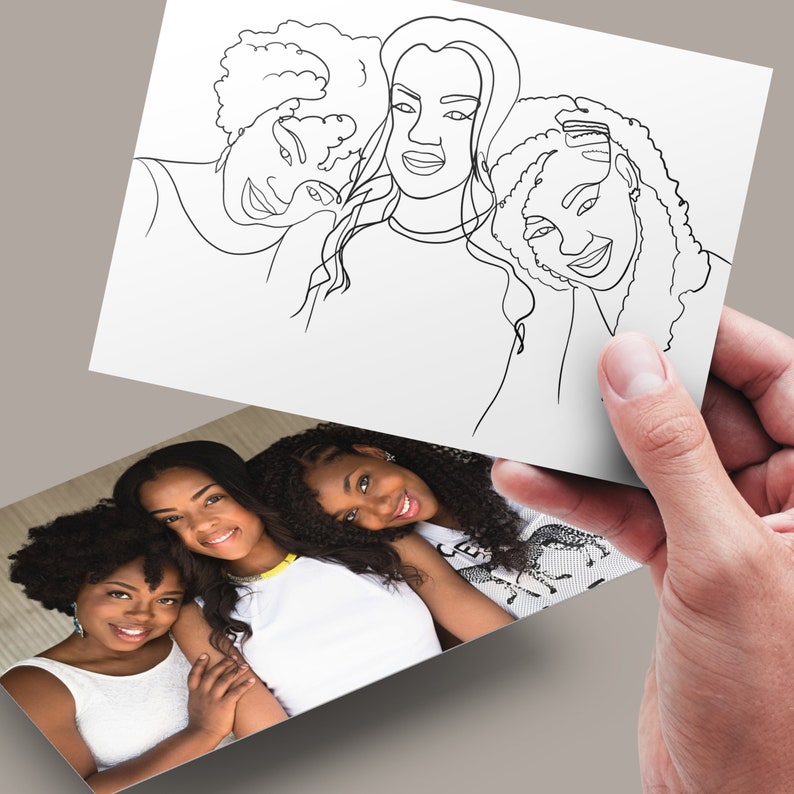 Custom linework Family or Friends Portrait with Name