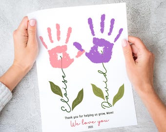 Personalized Handprint Flower Art, Mother's Day Keepsake (Digital Download)