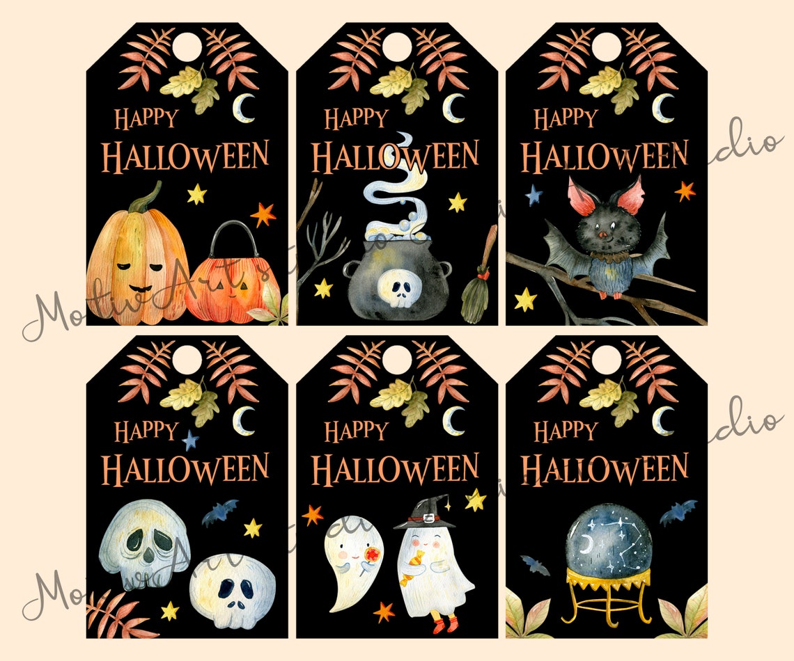 Printable Kids Halloween Party Favors Tags. Cute Halloween - Etsy
