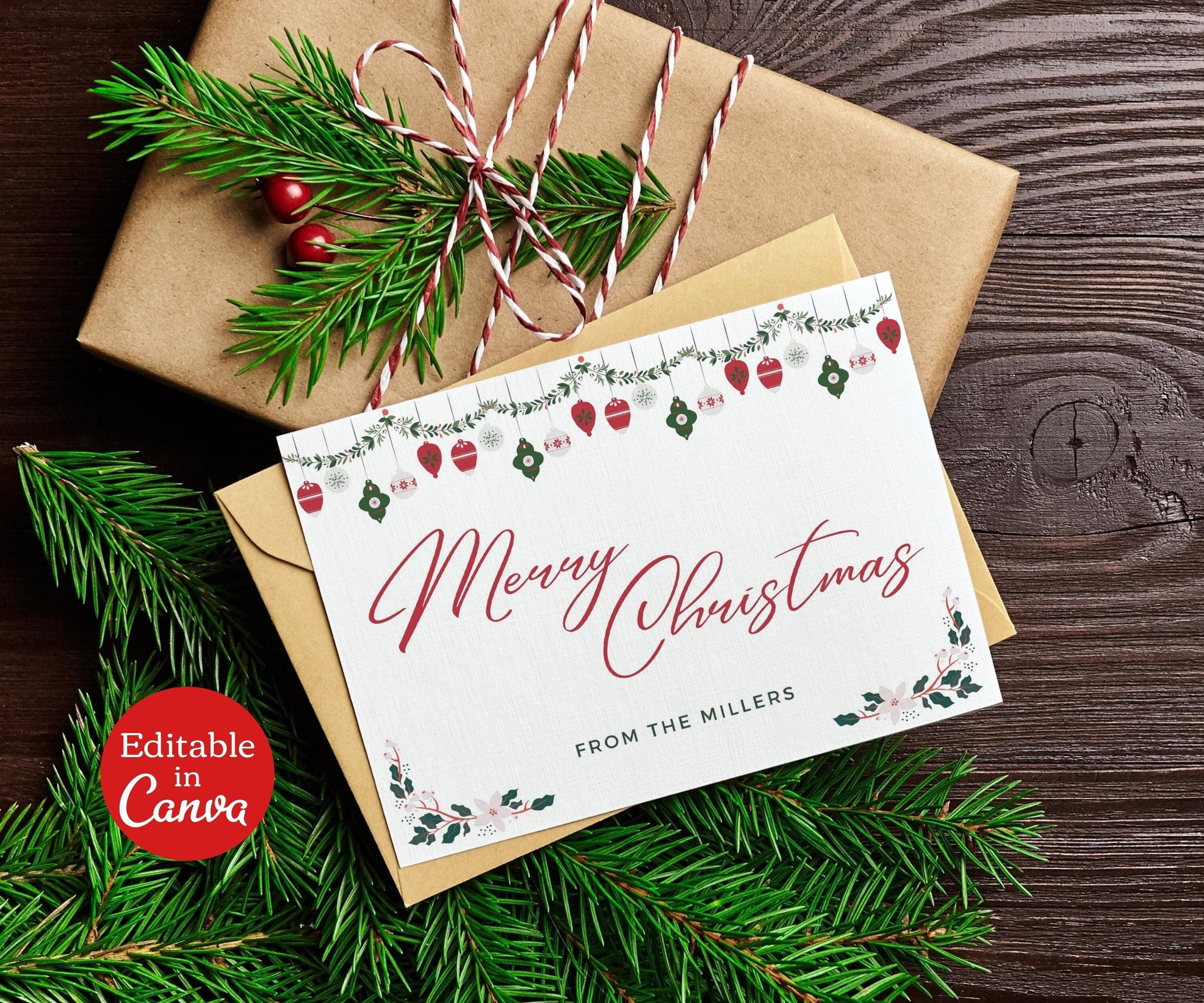 Paper & Party Supplies Editable Christmas Canva Card Template Holiday ...