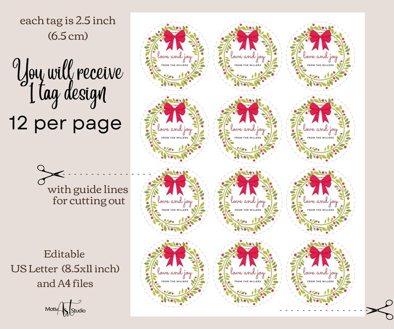 Christmas Tags Editable Template. Christmas Printable Gift | Etsy