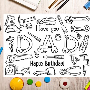 Printable Dad Birthday Coloring Card for Kids Instant Download. Funny ...