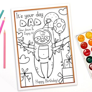 Printable Coloring Birthday Card for Dad. Funny Dad Coloring Card DIY ...