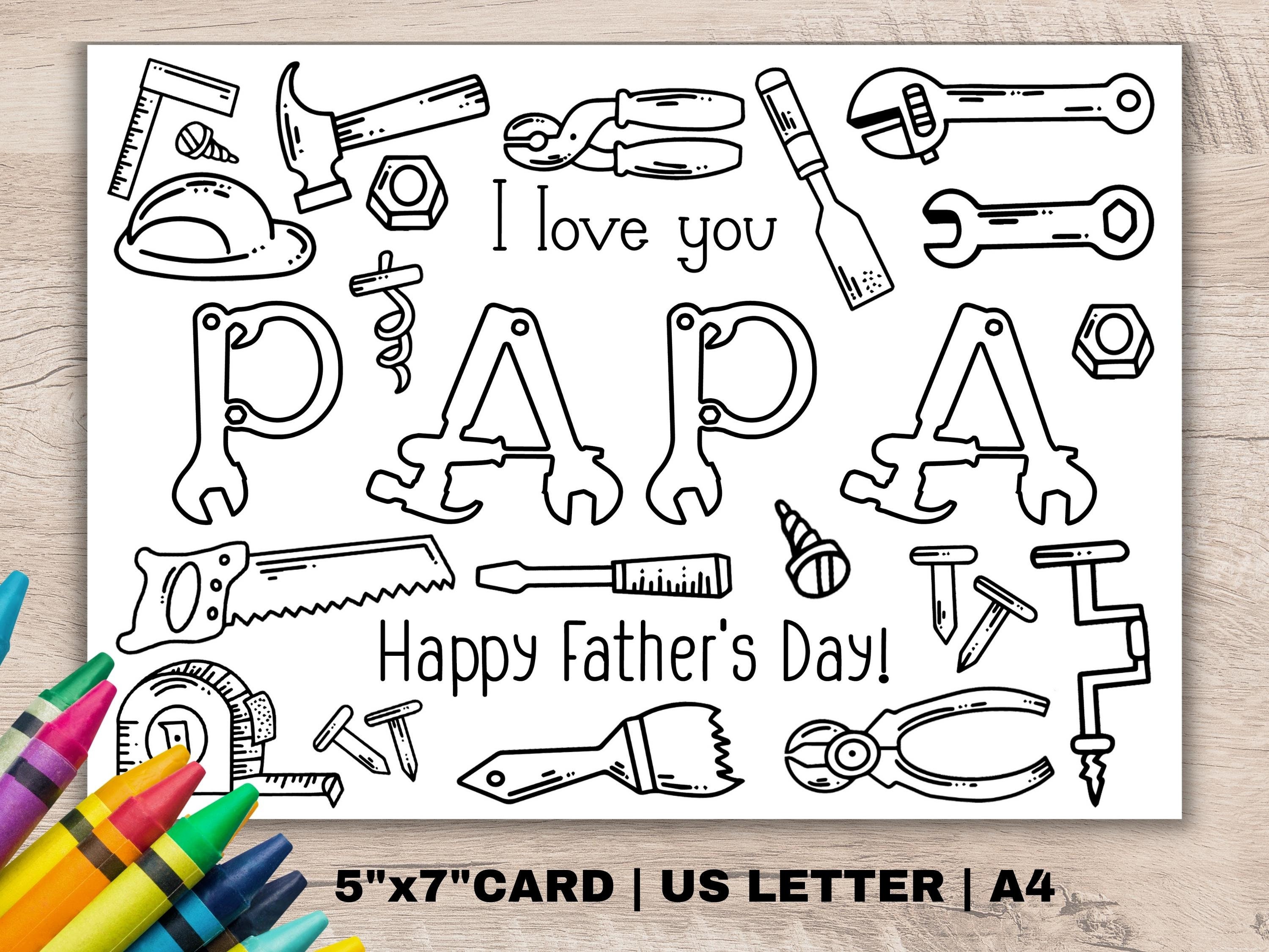 Papa Fathers Day Coloring Card for Kids Instant Download. - Etsy Canada