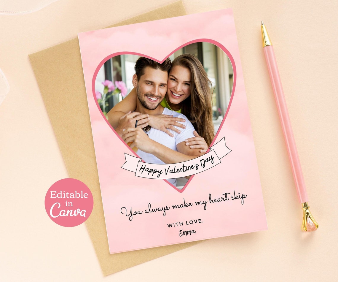 Editable Valentine Card Template. Printable Valentines Day - Etsy