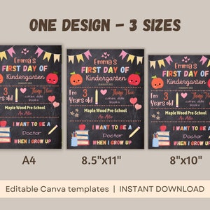 First Day of Preschool Editable Template for Girls. Back to School Sign ...