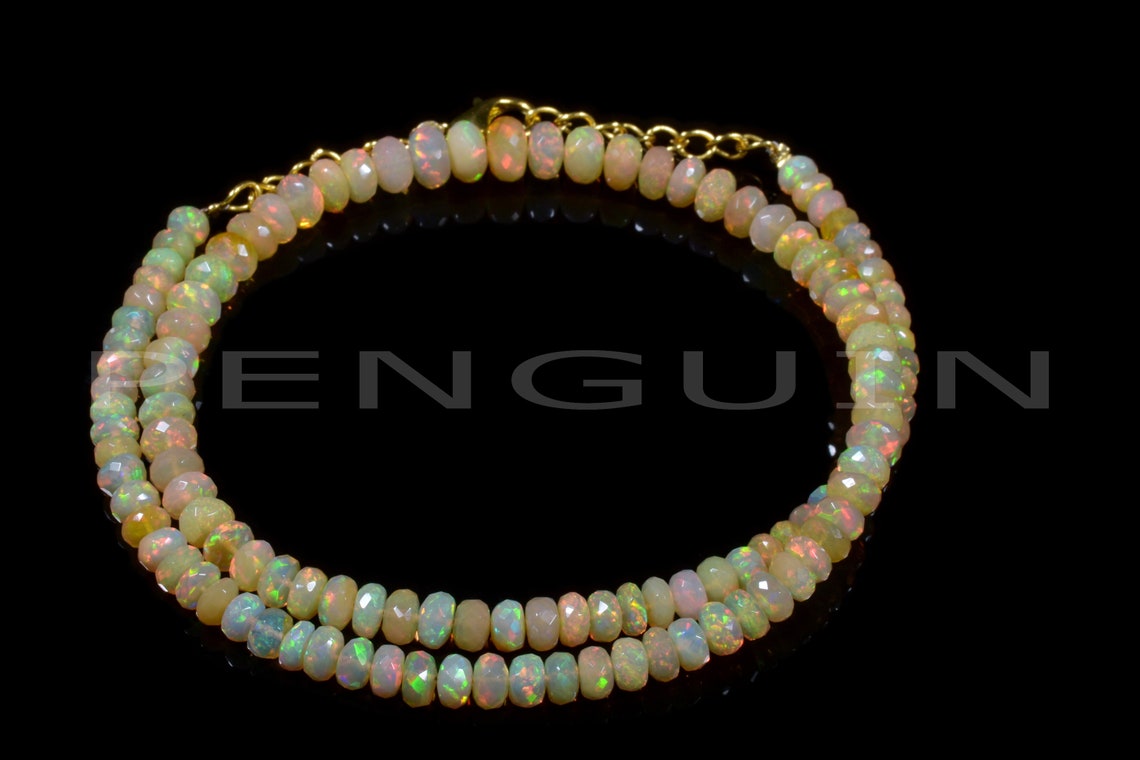 Ethiopian Yellow Fire Opal Faceted Rondelle Beads AAA Etsy