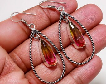 Faceted Ametrine Sterling Silver Earrings: Handmade Gemstone Jewelry