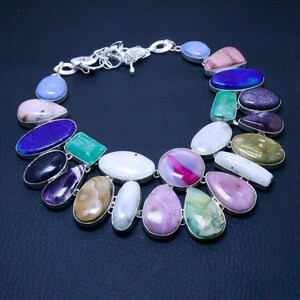 Multi Stone Necklace 925 Sterling Silver Necklace Handmade Adjustable Chain Necklace Beautiful Gemstone Jewelry Birthstone Jewelry For Mom&#39;s