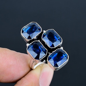 Faceted Iolite Ring: Handmade 925 Sterling Silver, Sizable