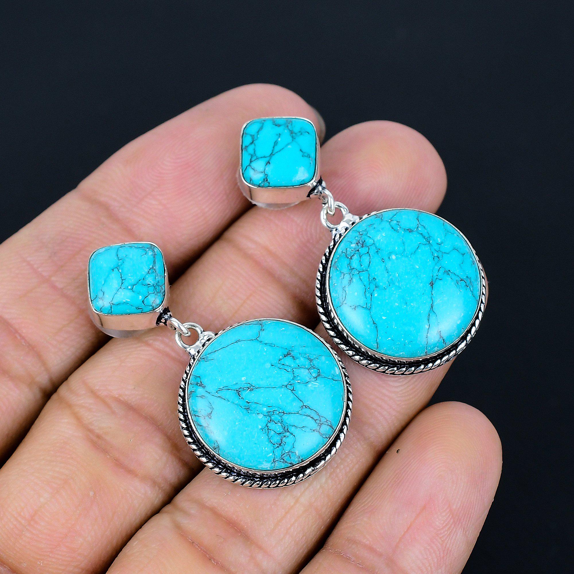 Santa Rosa Turquoise Earring 925 Sterling Silver Earrings Beautiful Gemstone Jewelry Silver Jewelry Earrings Handmade Jewelry Gifts For Wife