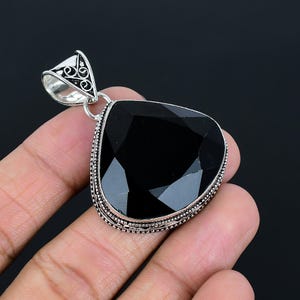 Faceted Black Spinel Pendant 925 Sterling Silver Pendant Handmade Pendant Gift For Her Amazing Vintage Pendant Black Spinel Gemstone Jewelry
