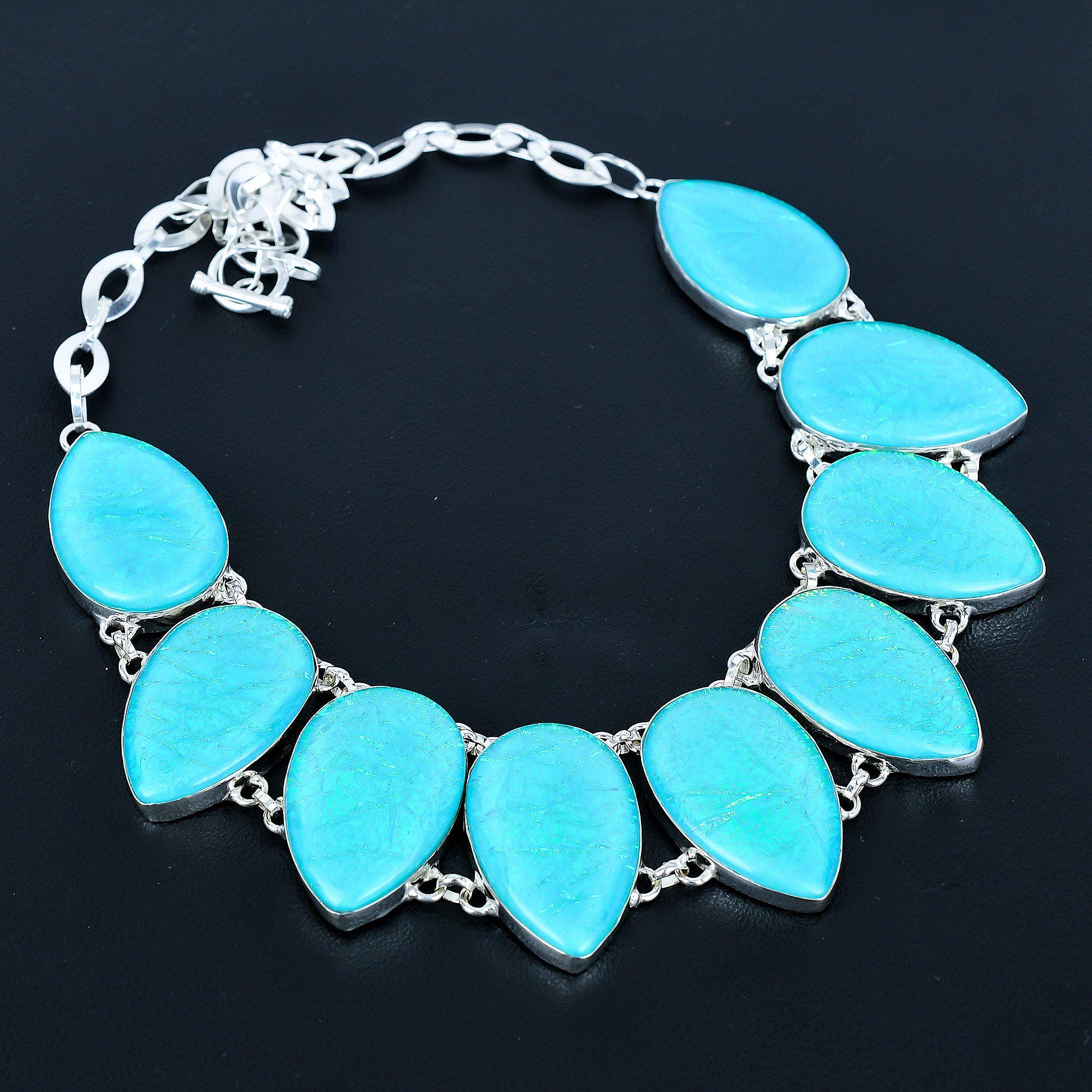 Collana a Goccia Aperta da Donna in Argento 925 con Turchese