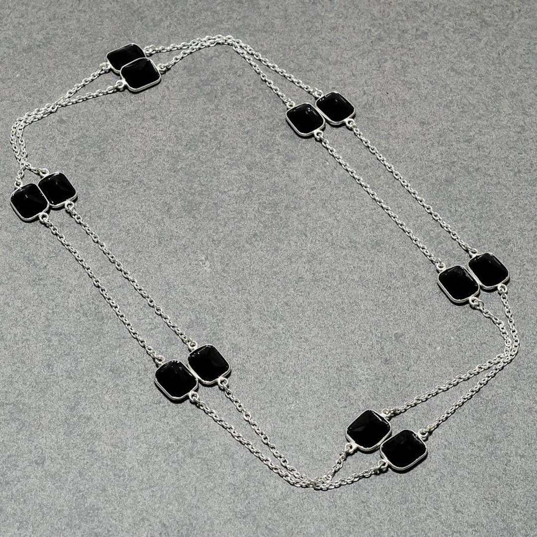 I-be Collana In Spinello Nero 3 Mm – Gioiello In Vere Pietre Naturali, Chiusura Argento 925, Lunghezza 45 Cm, In Confezione Regalo