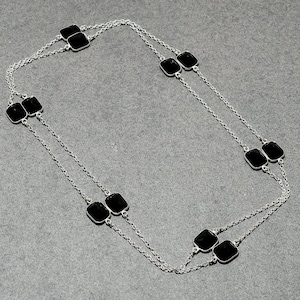 Faceted Black Spinel Necklace: Handmade 925 Sterling Silver Chain
