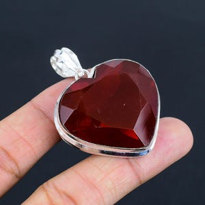 Handmade Heart Mozambique Garnet Pendant: 925 Sterling Silver Jewelry