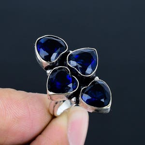 Handmade Sterling Silver Iolite Ring: Faceted Heart Gemstone Jewelry