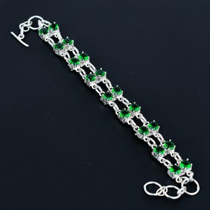 Faceted Chrome Diopside Bracelet: Handmade 925 Sterling Silver Jewelry