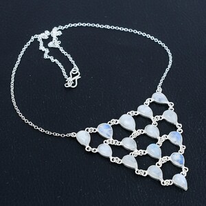 Regenbogen Mondstein Kette: Handgefertigter 925 Sterling Silber Birnchen Edelstein