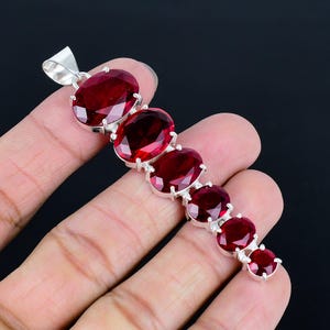 Faceted Mozambique Garnet Pendant: Handmade Sterling Silver Solitaire